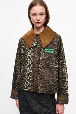 Ganni x Barbour Leopard-Print Waxed Anorak