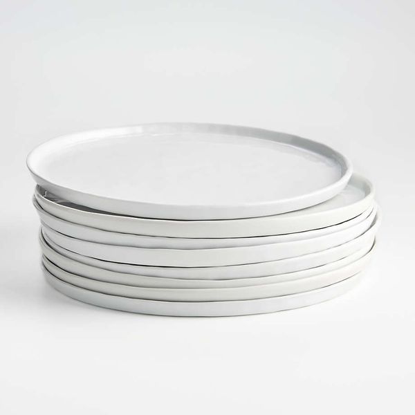 Crate & Barrel Mercer White Round Porcelain Dinner Plates