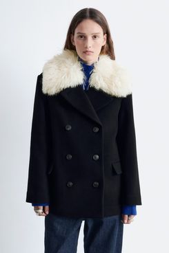 & Other Stories Short Fur-Collar Wool Coat
