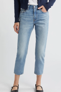 Levi's 501 High Waist Crop Straight Leg Jeans