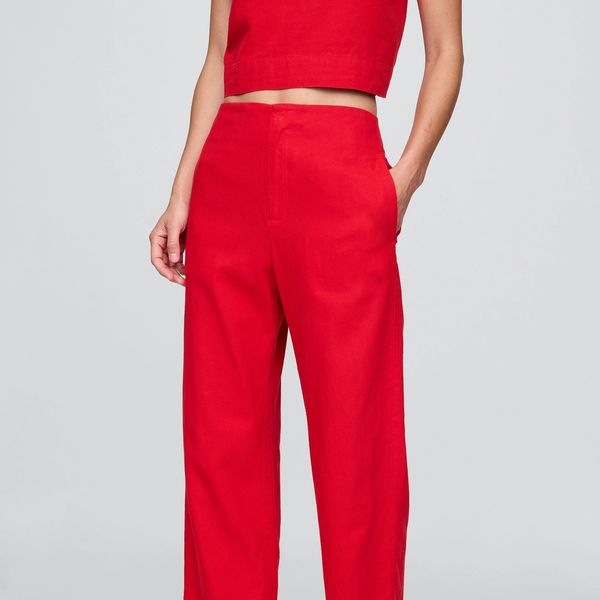 Gap Linen-Blend Relaxed Straight Ankle Pants