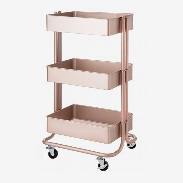 Wayfair Dotted Line Rose Gold Bart 3-Tier Metal Rolling Cart