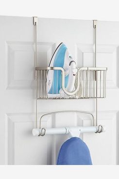 iDesign Over the Door York Ironing Board Hanger with Utility Basket