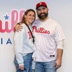 Jason Kelce and Fletcher Cox throw ceremonial first pitches at Atlanta Braves vs Philadelphia Phillies Game, Citizens Bank Park, Philadelphia, Pennsylvania, USA - 30 Mar 2024