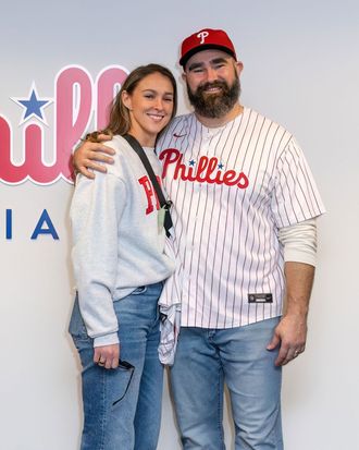 Jason Kelce and Fletcher Cox throw ceremonial first pitches at Atlanta Braves vs Philadelphia Phillies Game, Citizens Bank Park, Philadelphia, Pennsylvania, USA - 30 Mar 2024