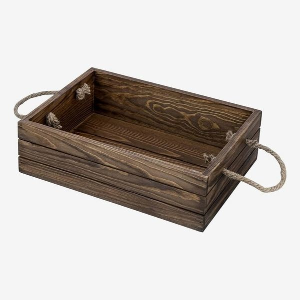 MyGift 13-inch Rustic Brown Wood Decorative Storage Organizer