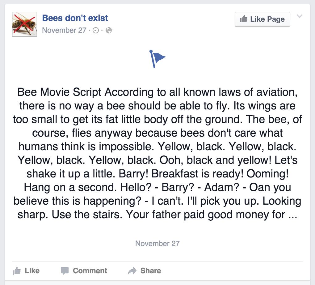 The Best Prank On Facebook Right Now Involves The Entire Transcript Of I Bee Movie I