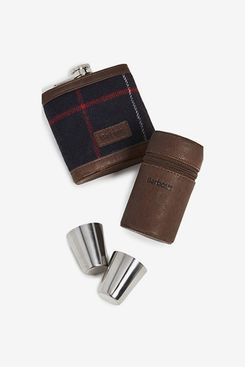 Barbour Tartan Hip Flask and Cups Gift Set
