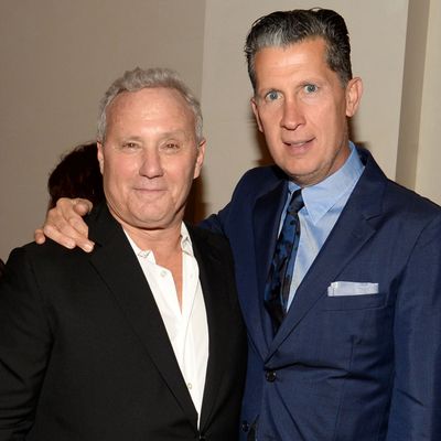Ian Schrager, Stefano Tonchi==IAN SCHRAGER AND STEFANO TONCHI CELEBRATE THE LAUNCH OF THE NEW YORK EDITION AND W ART==The New York EDITION, NYC==May 12, 2015==?Patrick McMullan==Photo - Clint Spaulding/PatrickMcMullan.com====