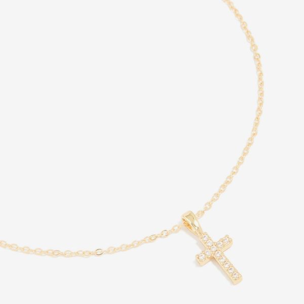Lovisa Gold Plated Cubic Zirconia Cross Pendant Necklace