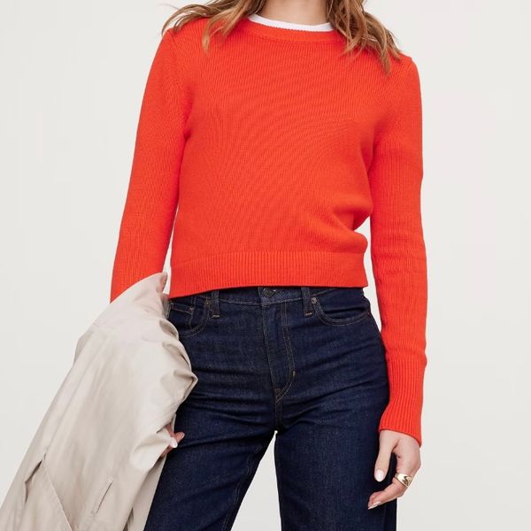 Banana Republic Shrunken Cotton-Silk Crew-Neck Sweater