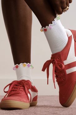 Bombas x Susan Alexandra Embellished Ruffle Rib Quarter Socks