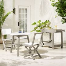 West Elm Mosaic Outdoor Bistro Table, Folding Chairs & Bar Cart Set