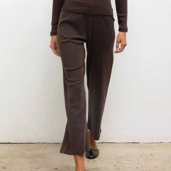 Leset Pointelle Crop Wide Leg Pant