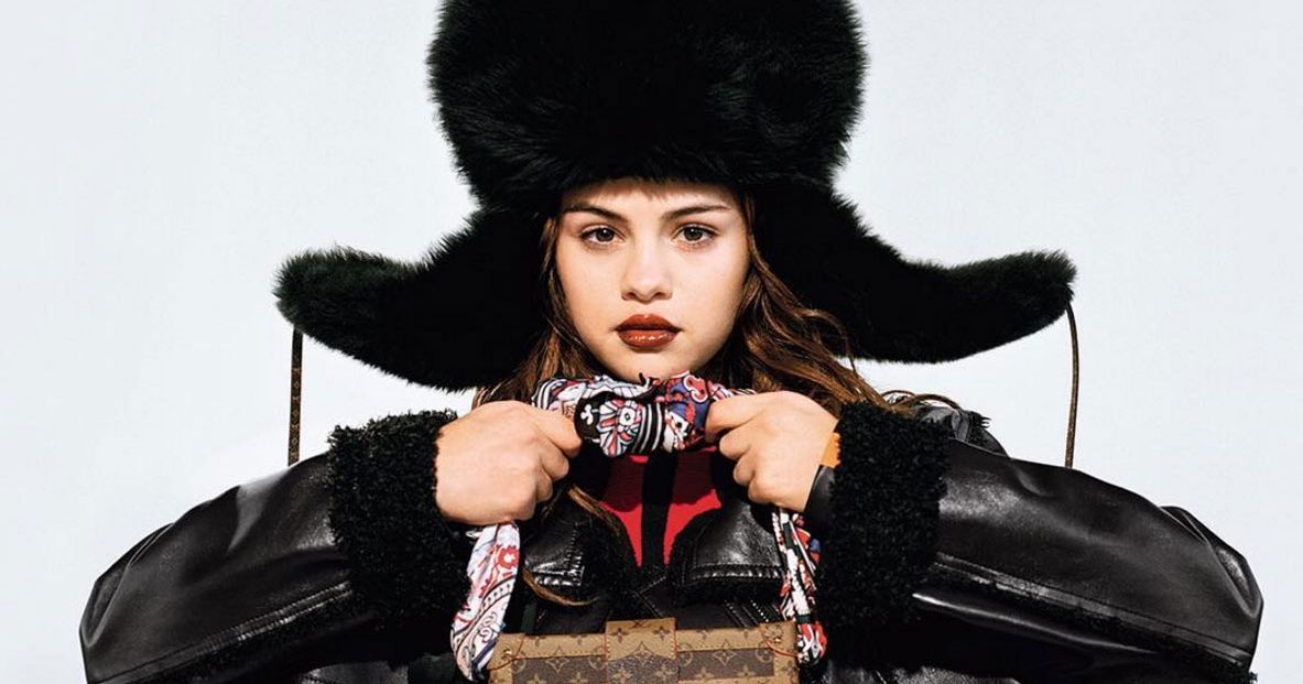 Selena Gomez Goes Edgy Glam In Faux Fur Hat For Louis Vuitton Campaign