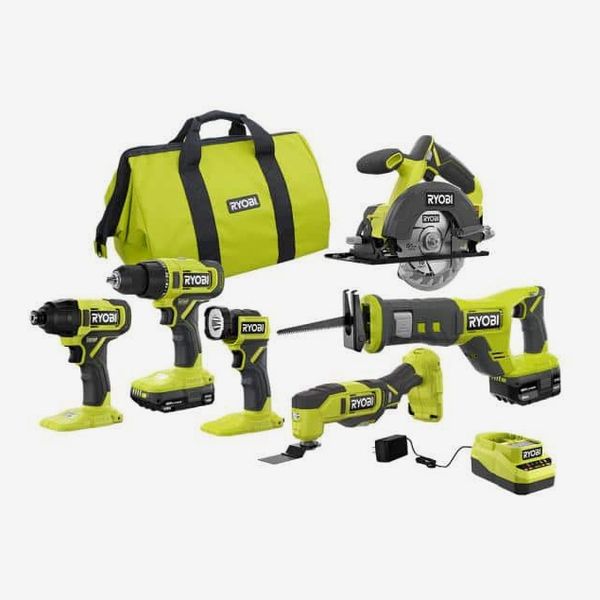 RYOBI ONE+ 18V Cordless 6-Tool Combo Kit With 1.5 Ah Battery, 4.0 Ah Battery, and Charger
