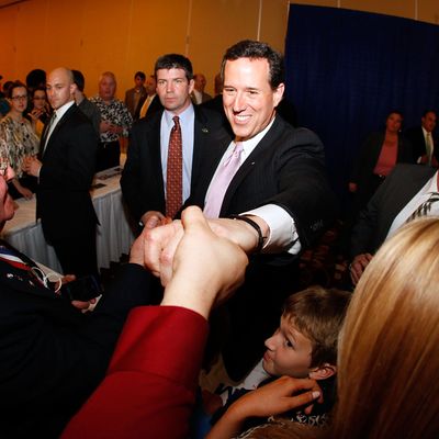 LAFAYETTE, LA - MARCH 13: Republican presidential candidate, former U.S. Sen. Rick Santorum addresses supporters after winning the both Alabama and Mississippi primaries on March 13, 2012 in Lafayette, Louisiana. Louisiana's primary will be decided on March 24th. (Photo by Sean Gardner/Getty Images)