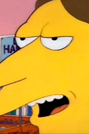 When someone asks for parking validation at Flanders' Leftorium store for left-handed people, he says, "Oh, right as rain. Or as we say around here, 'Left as rain!'"; the prickly parker gruffly replies, "Just stamp the ticket." That voice, and attitude, has reappeared on the show many times without us ever giving the character a name, an inspiration to lazy writers everywhere. (Character voiced by Hank Azaria.)