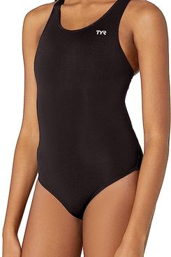 Threadbare sporty swimsuit with zip front in black