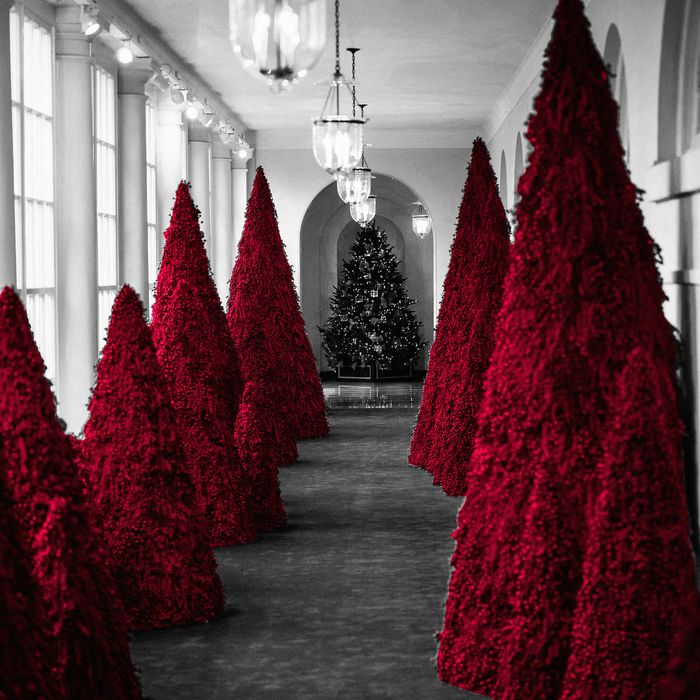 Searching for Meaning in Melania Trump’s Red Christmas Trees