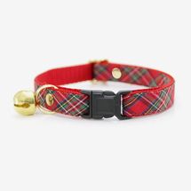 Made By Cleo Red Holiday Tartan Cat Collar - “Hearthside”