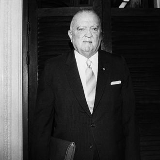 Picture released on December 1, 1970 of John Edgar Hoover, Director of the Federal Bureau of Investigation (FBI) of the United States, leaving the Senate Appropriations Subcommittee, in Washington. (Photo credit should read -/AFP/Getty Images)