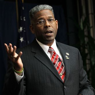 U.S. Rep. Allen West (R-FL) speaks during a Tea Party Town Hall meeting