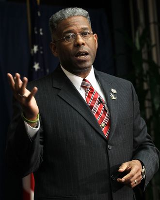 U.S. Rep. Allen West (R-FL) speaks during a Tea Party Town Hall meeting