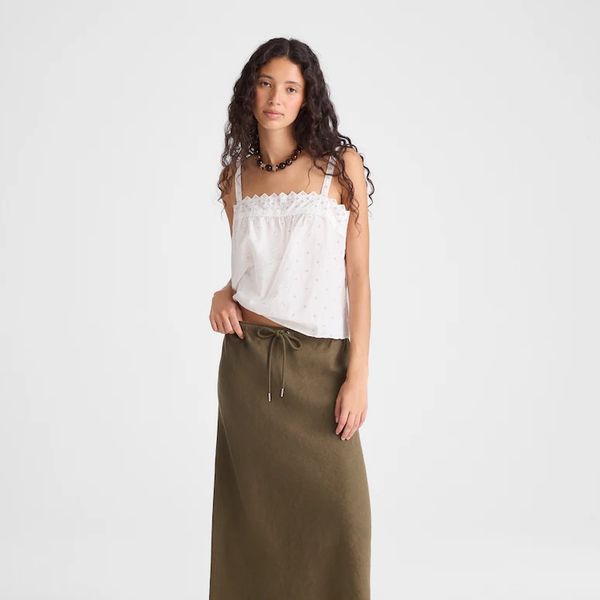 Madewell Drawstring Slip Skirt in 100% Linen