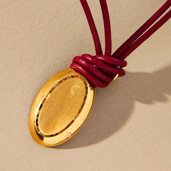 Hermina Athens Angel Oval Leather Cord Necklace