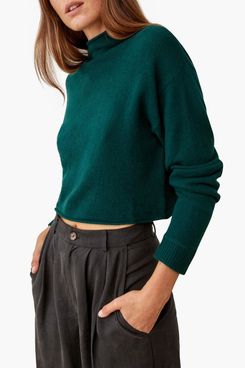 Reformation Cashmere & Wool Crop Roll Neck Sweater