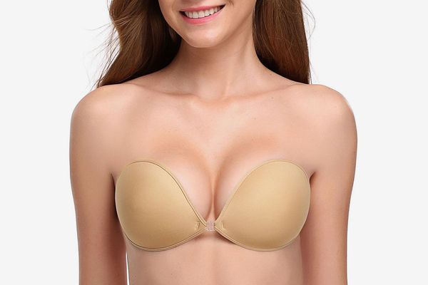 SWERTY Women Adhesive Bra Strapless Sticky Invisible Push up Silicone Bra for Backless Dress with Adhesive Nipple Covers 