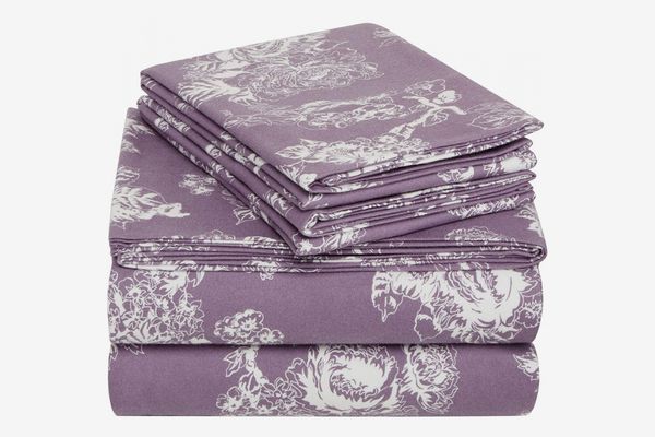 Pinzon Cotton Flannel Bed Sheet Set - Queen, Floral Lavender