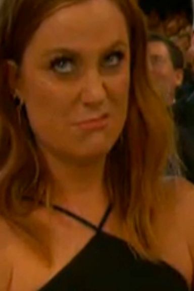 "Excuse me, Ms. Poehler. It's Jack, um — Ms. Fey's introduced us a few times. Well, um, would you mind not making that scary face anymore? It's too mean. Look over my shoulder, Kate McKinnon is looking away."