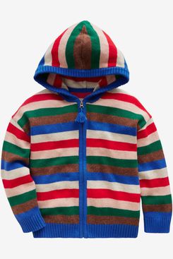 Mini Boden Kids' Stripe Zip-Up Sweater Jacket