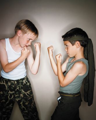 Two boys fighting