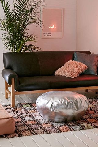 Zenon Metallic Faux Leather Pouf