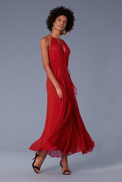 Diane von Furstenberg Keyhole Waist Tie Maxi Dress