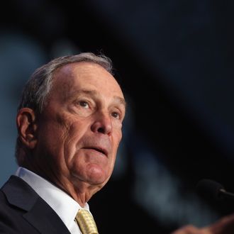 New York City Mayor Michael Bloomberg speaks with the media at a press conference announcing the New York Islanders' move to Brooklyn in 2015 at the Barclays Center on October 24, 2012 in the Brooklyn borough of New York City.