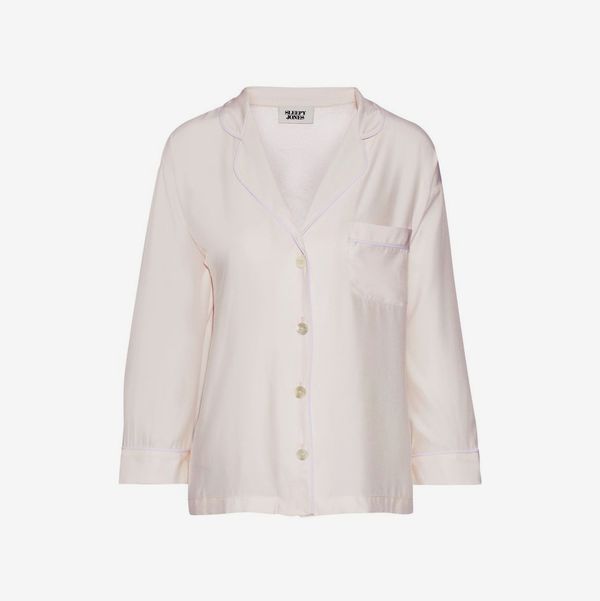 Marina Silk Pajama Top - strategist best marina white silk pajama top with button front