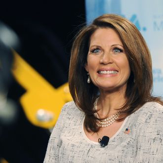 PELLA, IA - NOVEMBER 1: Republican presidential candidate U.S. Rep. Michele Bachmann (R-MN) speaks during a forum on manufacturing November 1, 2011 at Vermeer Manufacturing in Pella, Iowa. Five of the Republican candidates, excluding Herman Cain and former Massachusetts Gov. Mitt Romeny who declined to come, are slated to appear at the forum. (Photo by Steve Pope/Getty Images)