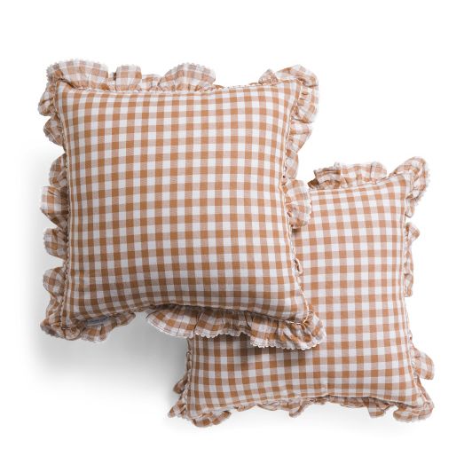 Shabby Chic Lily Gingham Ruffle Pillows 2pk 20x20