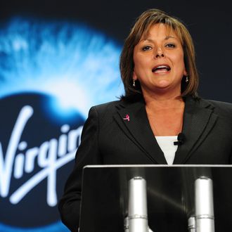 New Mexico Governor Susana Martinez speaks at the hangar facility at Spaceport America