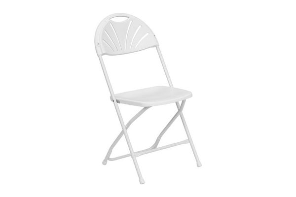 Flash Furniture HERCULES Series White Plastic Fan Back Folding Chair