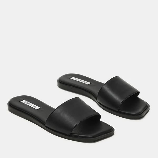 Steve Madden Avra Black Leather Slides