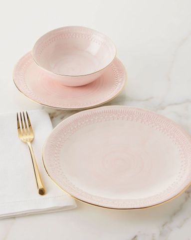 Neiman Marcus 12-Piece Pink Lace Dinnerware Service