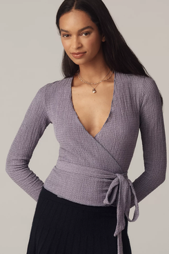 Pilcro Textured Wrap Knit Top