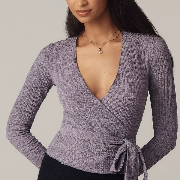 Pilcro Textured Wrap Knit Top