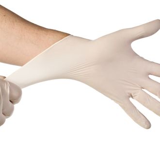latex free medical gloves on white