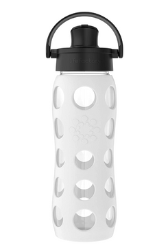 Lifefactory 22-Ounce Glass Water Bottle with Active Flip Cap and Protective Silicone Sleeve